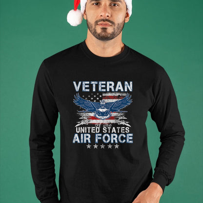 Proud Veteran Shirt, Funny Veteran UnisexT-Shirt/Hoodie/Sweatshirt HLT00 - Proud US Air Force Veteran USA Flag Patriotic Vintage Mens T-Shirt