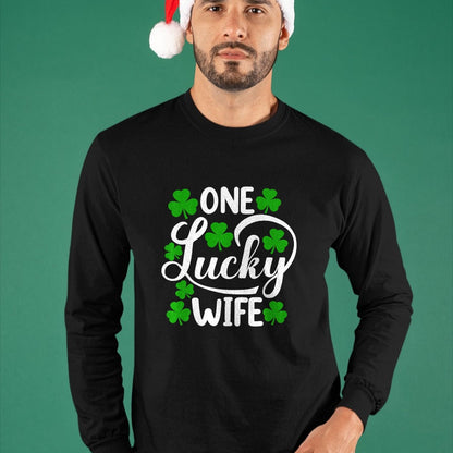 Best Wife Shirt, Wife and Husband Unisex T-Shirt/Hoodie/Sweatshirt HLT00 - Gift for wife T shirt, lucky wife   One Lucky Wife Funny St Patrick's Day Shamrocks Premium T-Shirt