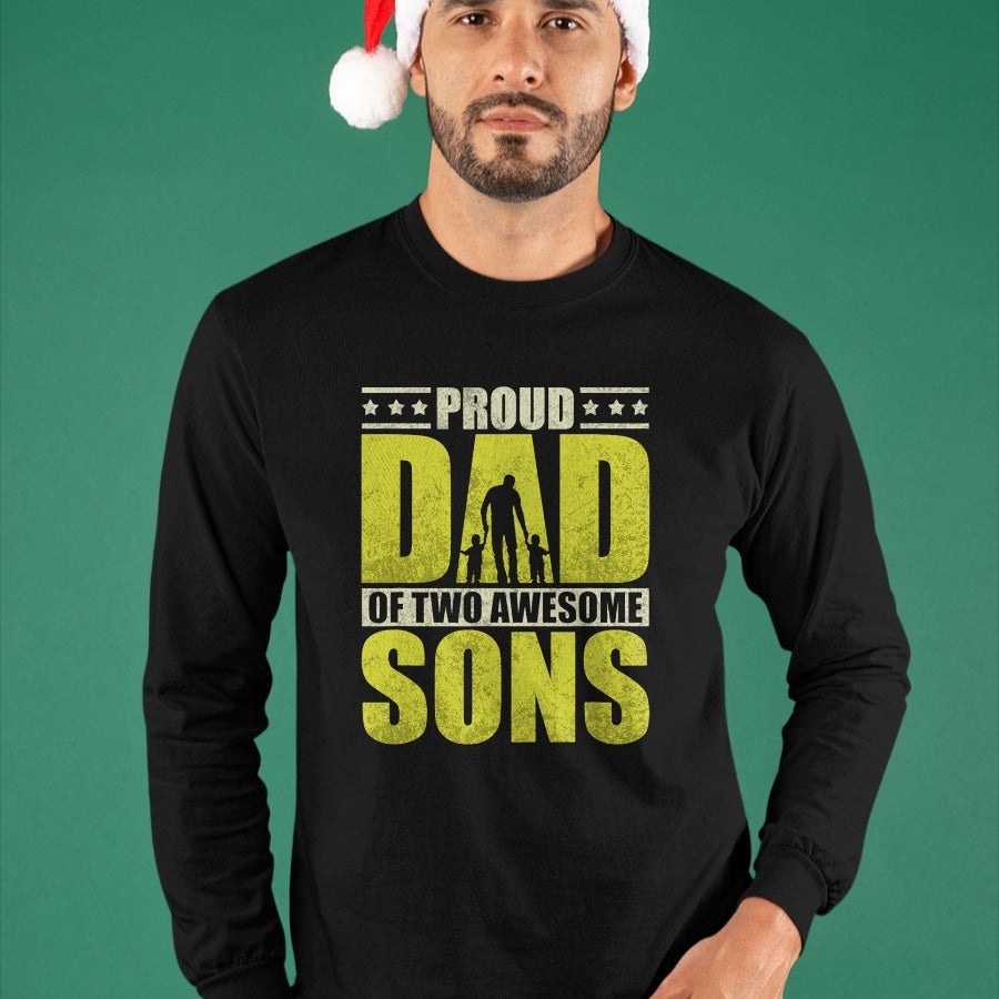 Gift for Dad Shirt, Funny Dad Unisex T-Shirt/Hoodie/Sweatshirt HLT00 – Proud father two sons dad daddy father_s day gift idea T-Shirt