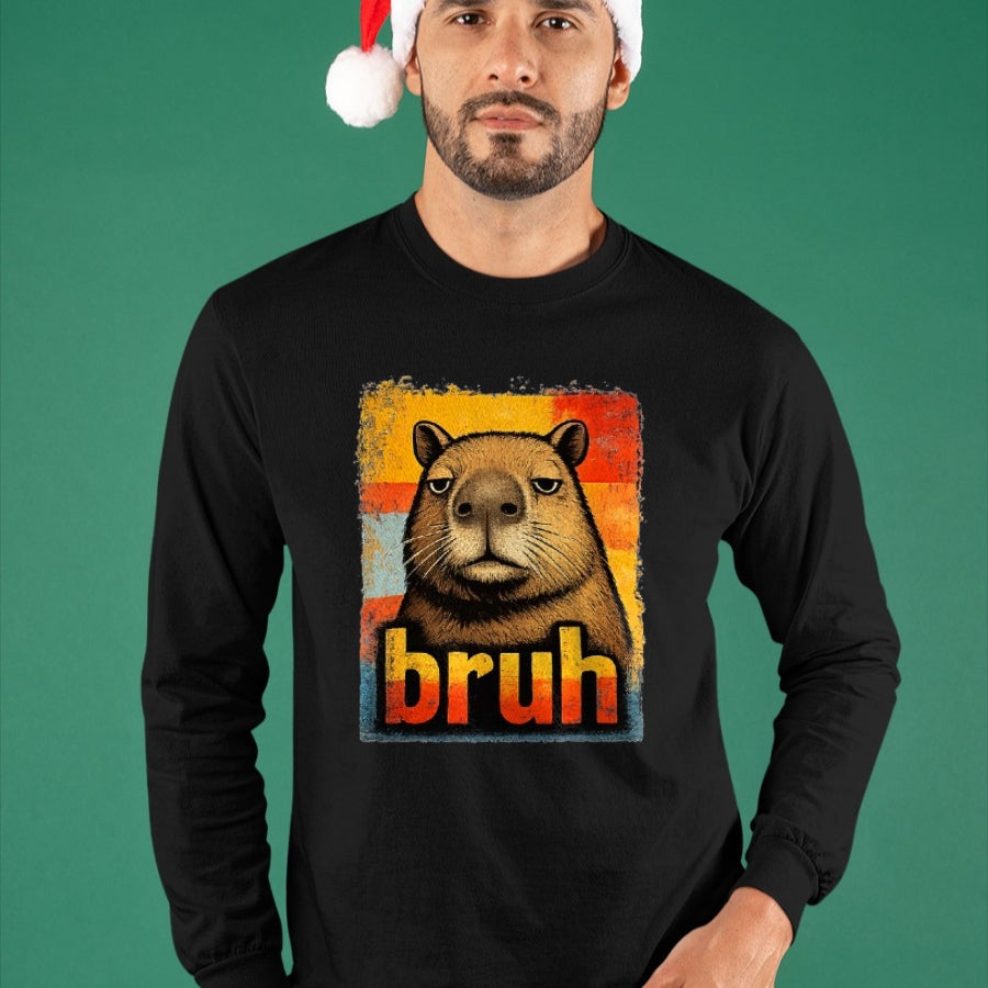 Cute Capybara Shirt, Funny Capybara Unisex T-Shirt/Hoodie/Sweatshirt HLT00 - Funny Graphic Meme Capybara Bruh for Boys Girls Men Women T-Shirt