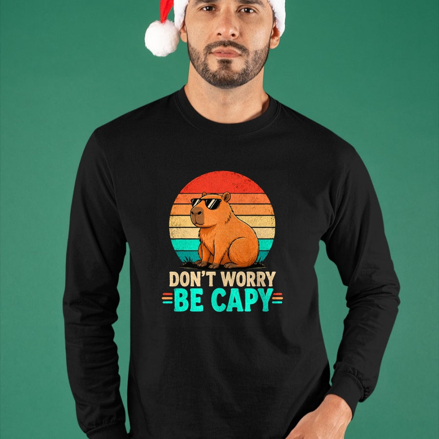 Cute Capybara Shirt, Funny Capybara Unisex T-Shirt/Hoodie/Sweatshirt HLT00 - Funny Be Capy Relaxed Capybara Vintage Cartoon Graphic T-Shirt