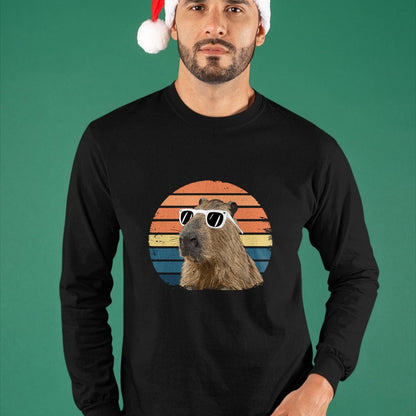 Cute Capybara Shirt, Funny Capybara Unisex T-Shirt/Hoodie/Sweatshirt HLT00 - Funny Capybara Vintage Long Sleeve T-Shirt