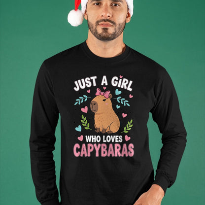 Cute Capybara Shirt, Funny Capybara Unisex T-Shirt/Hoodie/Sweatshirt HLT00 - Just a Girl who Loves Capybaras T-Shirt (3)