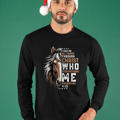 Best Horse Lover Shirt , Funny Horse UnisexT-Shirt/Hoodie/Sweatshirt HLT00 - I Can Do All Things Through Christ Horse Inspirational T-Shirt