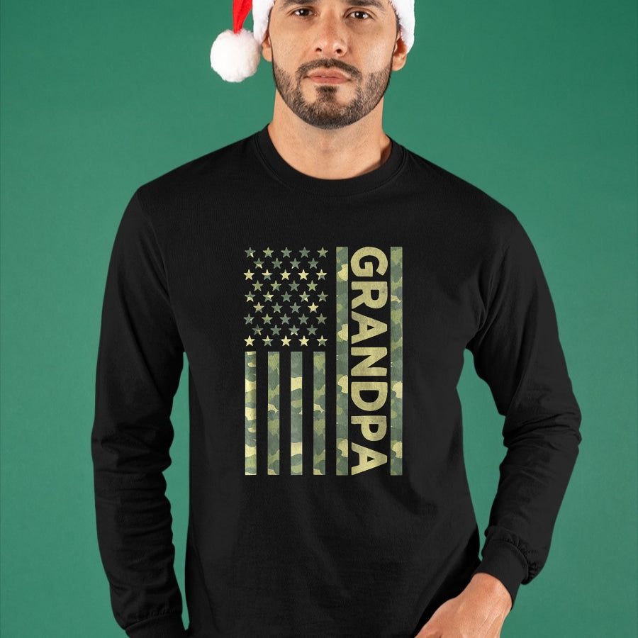 Gift for Dad Shirt, Funny Dad Unisex T-Shirt/Hoodie/Sweatshirt HLT00 – Proud Grandpa Camouflage American US Flag Camo Father_s Day Premium T-Shirt