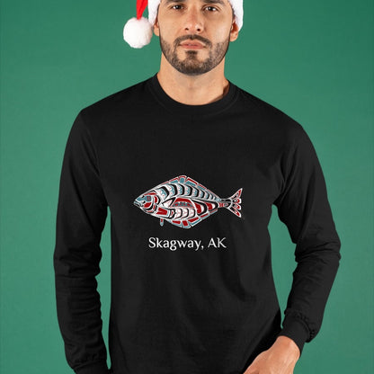 Native American T-Shirts, Vintage Native American Unisex T-Shirt/Hoodie/Sweatshirt HLT00 - Native American Skagway Alaska Halibut Northwest Indian Gift