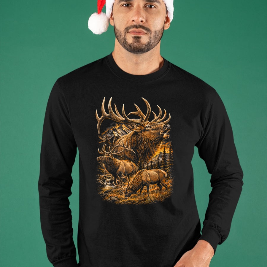 Funny Hunting Shirt, Gift For Hunting Lover Unisex T-Shirt/Hoodie/Sweatshirt HLT00 - Elk Hunting Wilderness Mountain Wildlife Bull Elk T-Shirt