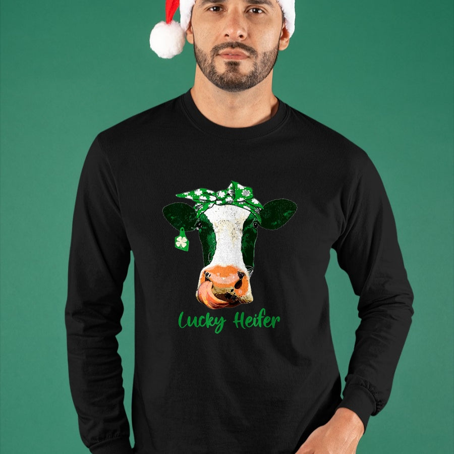 Gift for Mom Shirt, Funny Mom Unisex T-Shirt/Hoodie/Sweatshirt HLT00 - Lucky Heifer Patricks Day Heifer Mom Irish T-Shirt