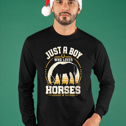 Best Horse Lover Shirt , Funny Horse UnisexT-Shirt/Hoodie/Sweatshirt HLT00 - Kids Just A Boy Who Loves Horses Funny Horse Lover T-Shirt