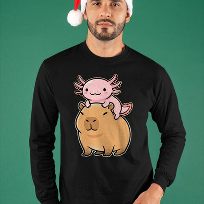 Cute Capybara Shirt, Funny Capybara Unisex T-Shirt/Hoodie/Sweatshirt HLT00 - Capybara Axolotl Kawaii Animal T-Shirt