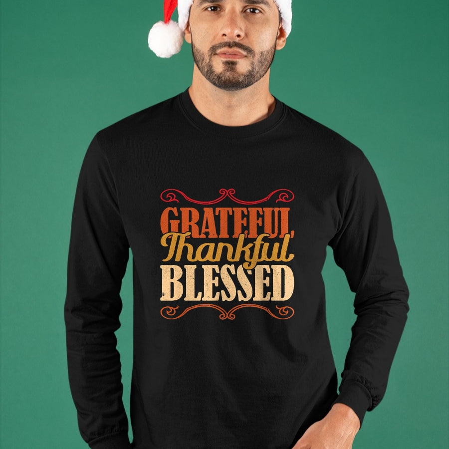 Best Thanksgiving Family Shirt , Funny Thanksgiving UnisexT-Shirt/Hoodie/Sweatshirt HLT00 - Grateful Thankful Blessed Thanksgiving T-Shirt