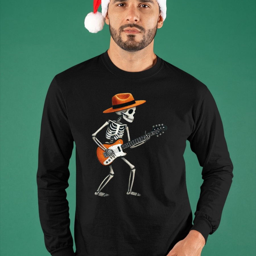 Guitar Lover Shirt, Funny Guitar UnisexT-Shirt/Hoodie/Sweatshirt HLT00 - Skeleton Playing Electric Guitar Rock Halloween Boys Men Tee T-Shirt
