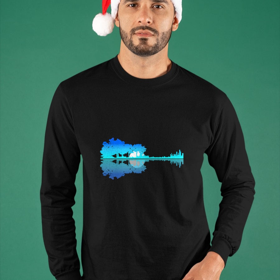 Guitar Lover Shirt, Funny Guitar UnisexT-Shirt/Hoodie/Sweatshirt HLT00 - Guitar Lake Shadow Love Guitar Musician T-Shirt (1)