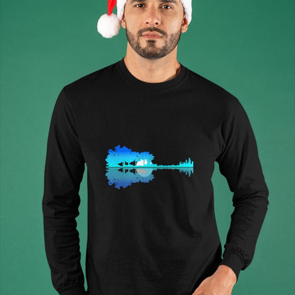Guitar Lover Shirt, Funny Guitar UnisexT-Shirt/Hoodie/Sweatshirt HLT00 - Guitar Lake Shadow Love Guitar Musician T-Shirt (1)