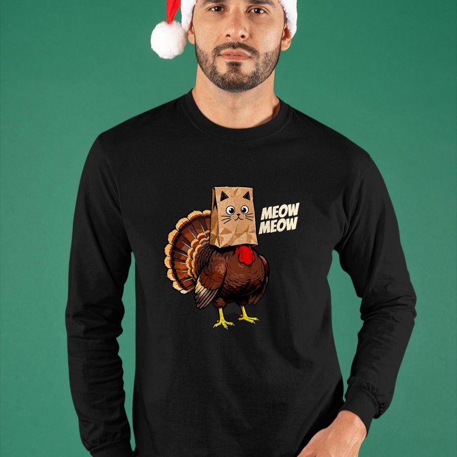 Best Thanksgiving Family Shirt , Funny Thanksgiving UnisexT-Shirt/Hoodie/Sweatshirt HLT00 - Thanksgiving Turkey Cat Meow Funny Thanksgiving Men Women T-Shirt