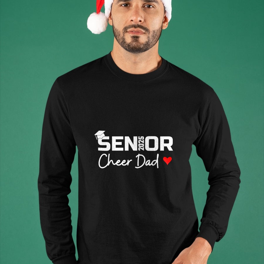 Gift for Dad Shirt, Funny Dad Unisex T-Shirt/Hoodie/Sweatshirt HLT00 – Proud Cheer Dad Of A Class Of 2025 Senior Graduate Red Heart T-Shirt