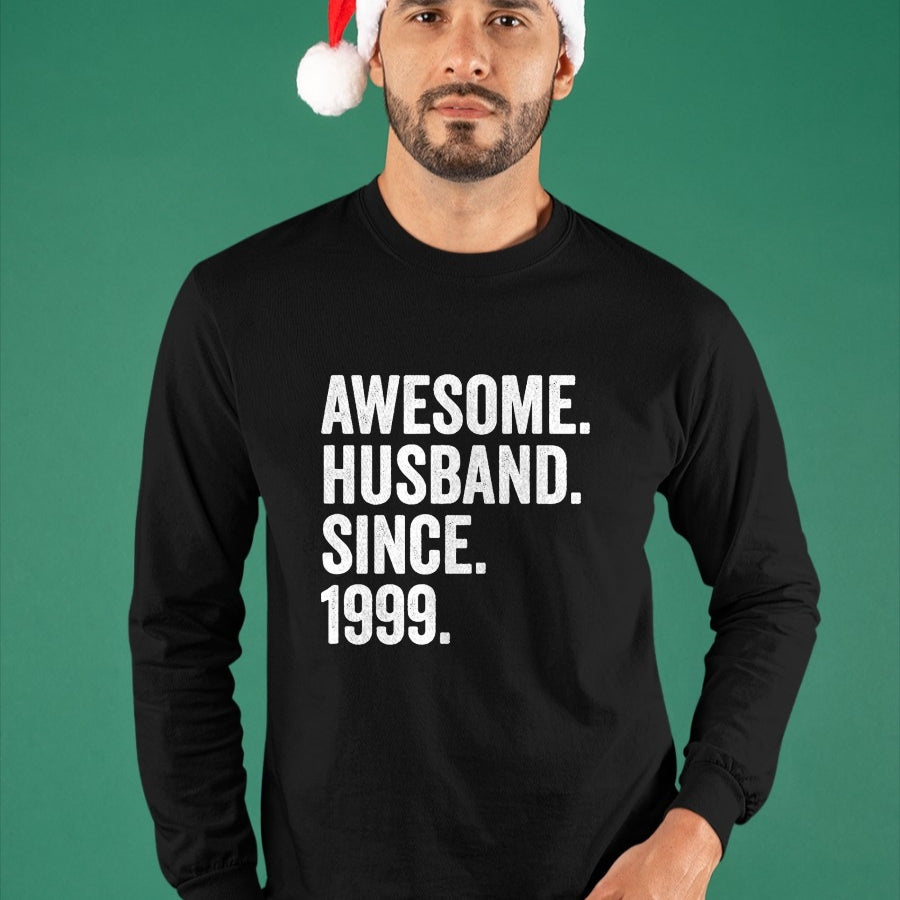 Best Wife Shirt, Wife and Husband Unisex T-Shirt/Hoodie/Sweatshirt HLT00 - Awesome Husband Since 1999 25th wedding anniversary 25 years T-Shirt