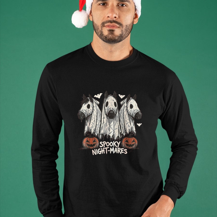 Best Horse Lover Shirt , Funny Horse UnisexT-Shirt/Hoodie/Sweatshirt HLT00 - Spooky Night-Mares Halloween Horse Ghost Funny Spooky Season T-Shirt, Women, Dark Heather Grey, Larg