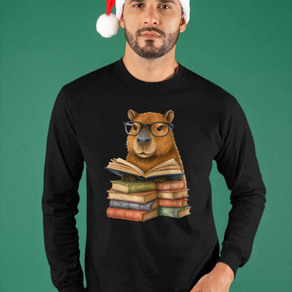 Cute Capybara Shirt, Funny Capybara Unisex T-Shirt/Hoodie/Sweatshirt HLT00 - Cute Capybara Reading Books Funny Animal Capybara Bookworms T-Shirt