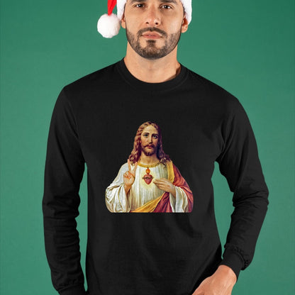 Christian Tee, Christian Faith Unisex T-Shirt/Hoodie/Sweatshirt HLT00 - Jesus Christ Sacred Heart Peace Sign Portrait T-Shirt