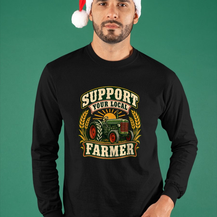 Best Farmer Life Shirt, Funny Farmer UnisexT-Shirt/Hoodie/Sweatshirt HLT00 - Support Your Local Farmer Vintage Tractor Wheat Sunrise Farm T-Shirt