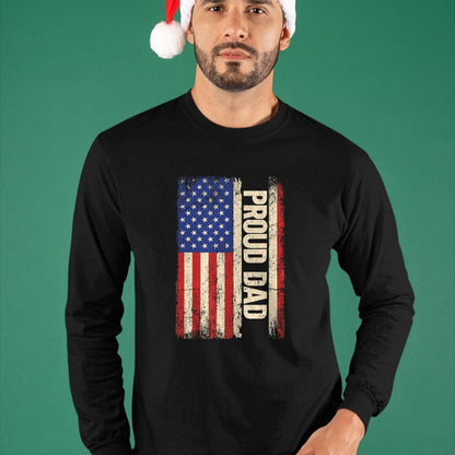Gift for Dad Shirt, Funny Dad Unisex T-Shirt/Hoodie/Sweatshirt HLT00 – Proud Dad US American Flag Shirt for Fathers Day 2024 Men T-Shirt