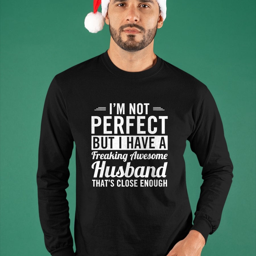 Best Wife Shirt, Wife and Husband Unisex T-Shirt/Hoodie/Sweatshirt HLT00 - Womens I'm Not Perfect But I Have A Freaking Awesome Husband V-Neck T-Shirt