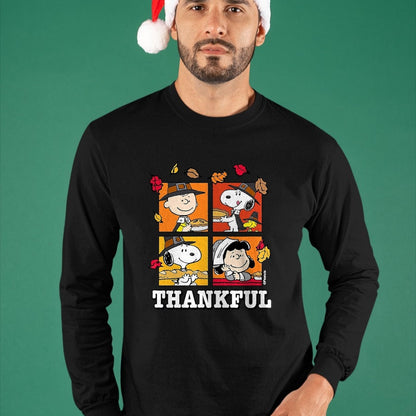 Best Thanksgiving Family Shirt , Funny Thanksgiving UnisexT-Shirt/Hoodie/Sweatshirt HLT00 - Peanuts - Peanuts - Snoopy Charlie Brown Lucy Thankful T-Shirt, Men, Black, 3X-Large