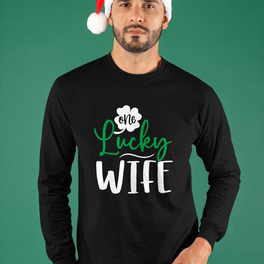 Best Wife Shirt, Wife and Husband Unisex T-Shirt/Hoodie/Sweatshirt HLT00 - Gift for wife T shirt, lucky wife   Happy Saint Patricks Day Irish Shamrock One Lucky Wife T-Shirt