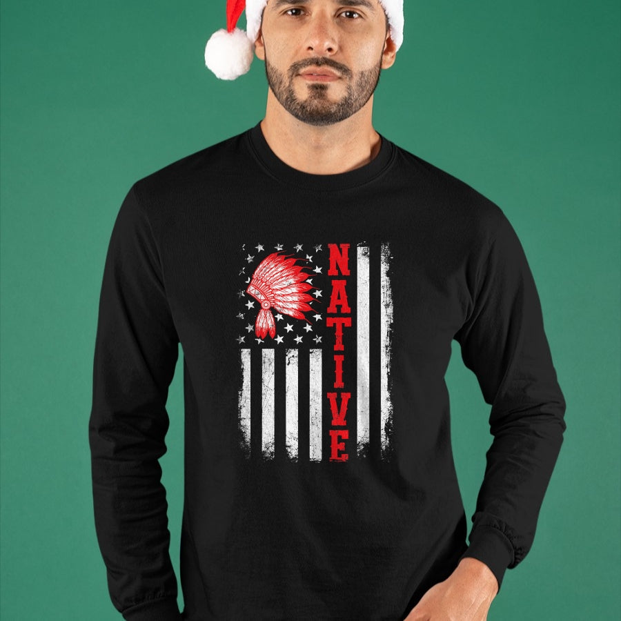 Native American T-Shirts, Vintage Native American Unisex T-Shirt/Hoodie/Sweatshirt HLT00 - Native - American Day USA Flag Cherokee Indigenous People