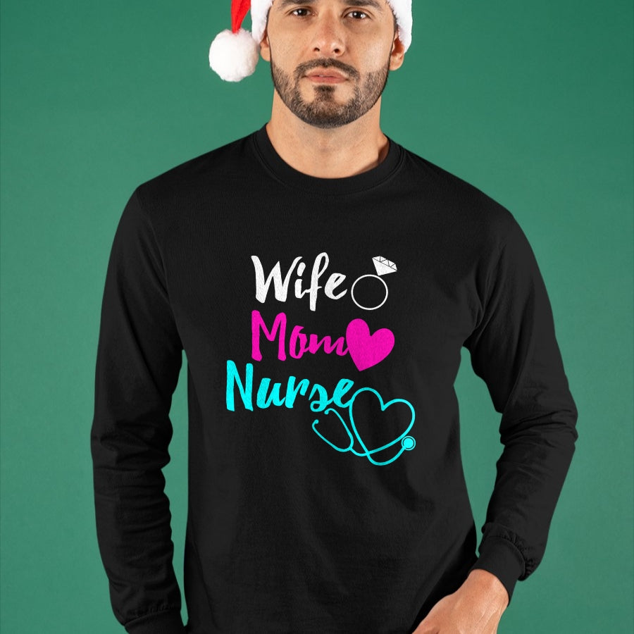 Funny Nurse Shirt, Nurse Unisex T-Shirt/Hoodie/Sweatshirt HLT00 - Wife Mom Nurse Womens RN LPN Mothers Day Gift For Nurses T-Shirt