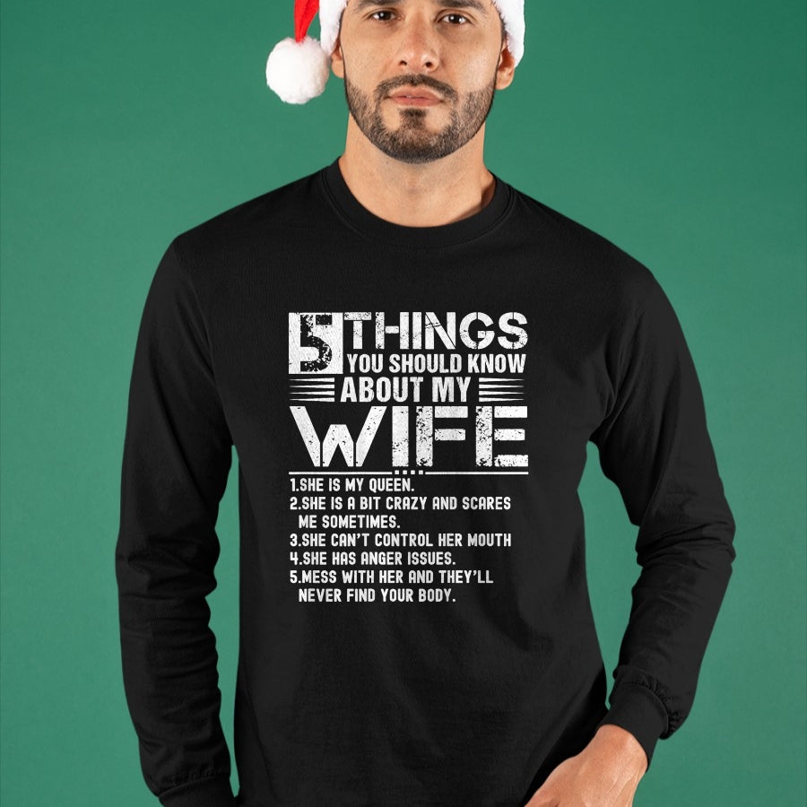 Best Wife Shirt, Wife and Husband Unisex T-Shirt/Hoodie/Sweatshirt HLT00 - 5 Things You Should Know About My Wife (On Back) husband T-Shirt