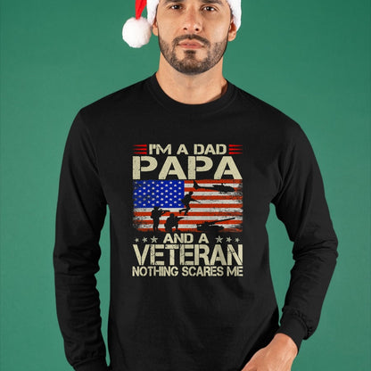 Proud Veteran Shirt, Funny Veteran UnisexT-Shirt/Hoodie/Sweatshirt HLT00 - I_m A Dad Papa and Veteran Funny Retro Dad Dad Grandpa T-Shirt