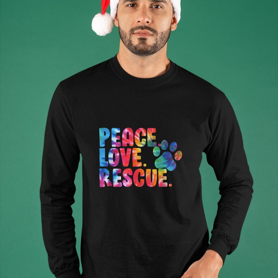 Dog Love Shirt, Dog Lover Gift T-Shirt/Hoodie/Sweatshirt HLT00 - Peace Love Rescue Dog Lover Parent Adopted Tie Dye T-Shirt