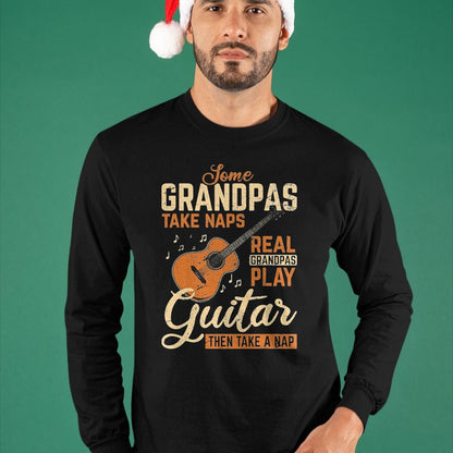 Guitar Lover Shirt, Funny Guitar UnisexT-Shirt/Hoodie/Sweatshirt HLT00 - Real Grandpas Play Guitar Then Take Nap Funny Guitarist T-Shirt, Men, Black, 3X-Large
