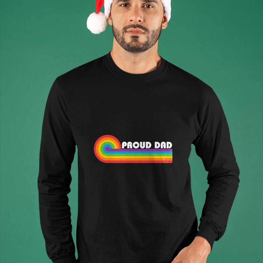 Gift for Dad Shirt, Funny Dad Unisex T-Shirt/Hoodie/Sweatshirt HLT00 – Proud Dad Gay Pride LGBT Flag Vintage Parent Father_s Day T-Shirt