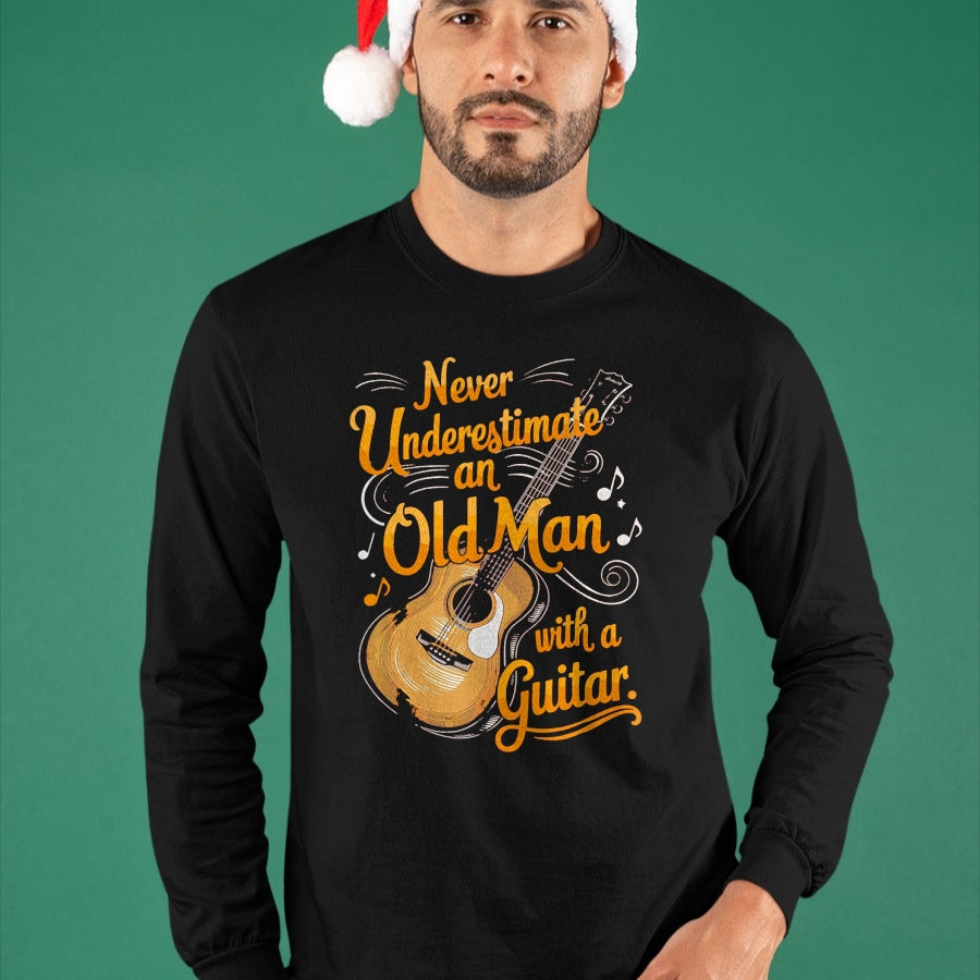 Guitar Lover Shirt, Funny Guitar UnisexT-Shirt/Hoodie/Sweatshirt HLT00 - Never Underestimate an Old Man with A Guitar Player T-Shirt, Men, Black, 3X-Large