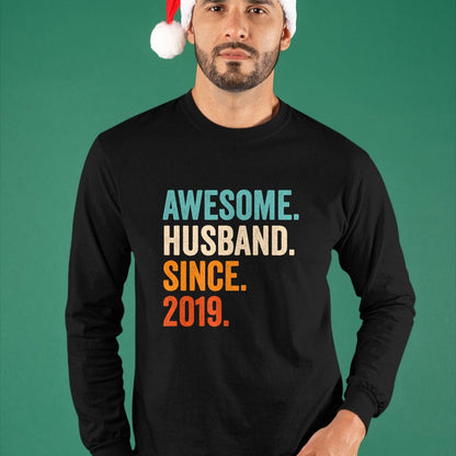 Best Wife Shirt, Wife and Husband Unisex T-Shirt/Hoodie/Sweatshirt HLT00 - Awesome Husband Since 2019 5th wedding anniversary 5 years T-Shirt