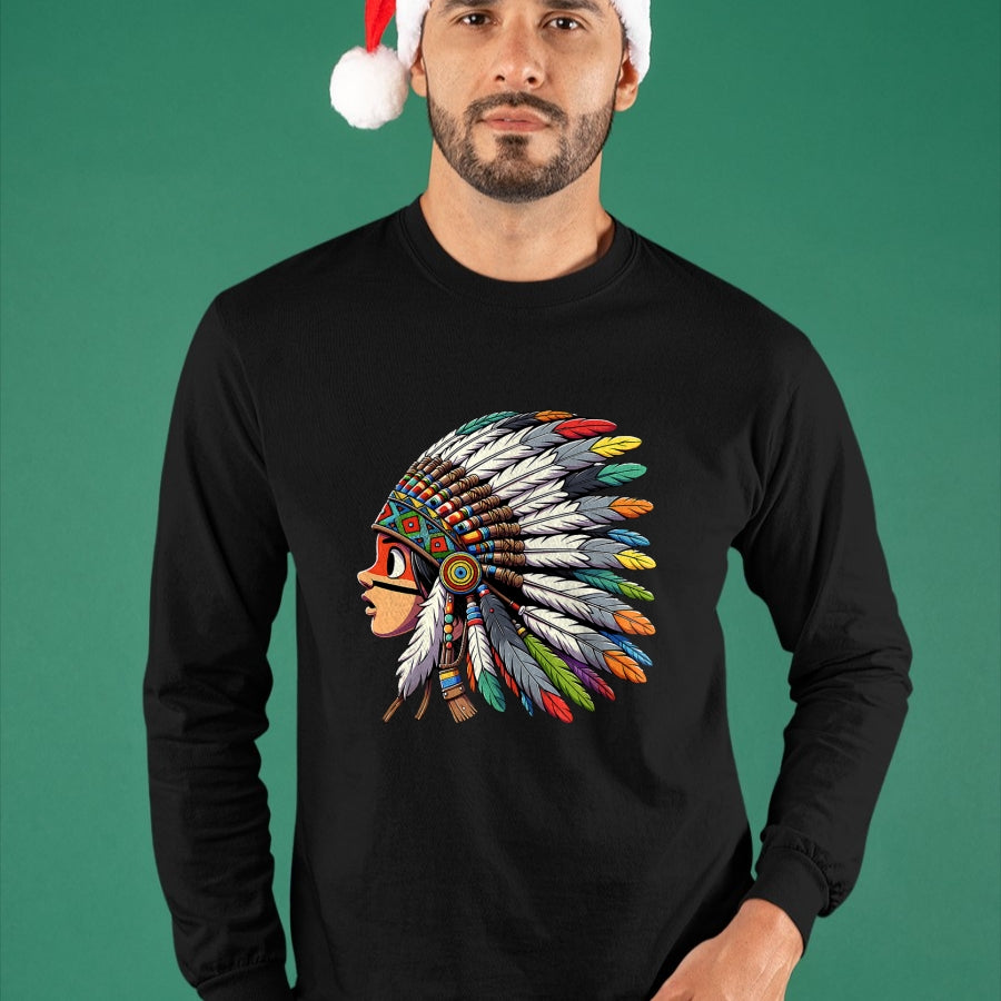 Native American T-Shirts, Vintage Native American Unisex T-Shirt/Hoodie/Sweatshirt HLT00 - Native American Indian Ancestors Headdress Chief kid toddler
