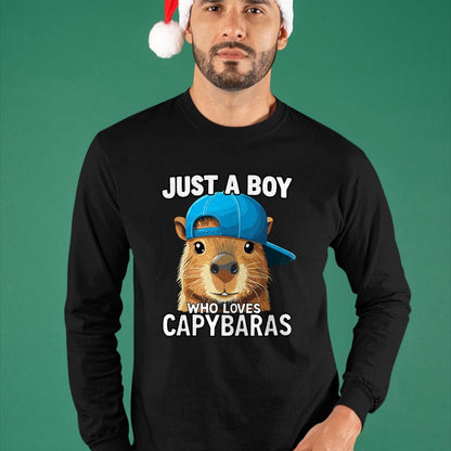 Cute Capybara Shirt, Funny Capybara Unisex T-Shirt/Hoodie/Sweatshirt HLT00 - Just A Boy Who Loves Capybaras T-Shirt