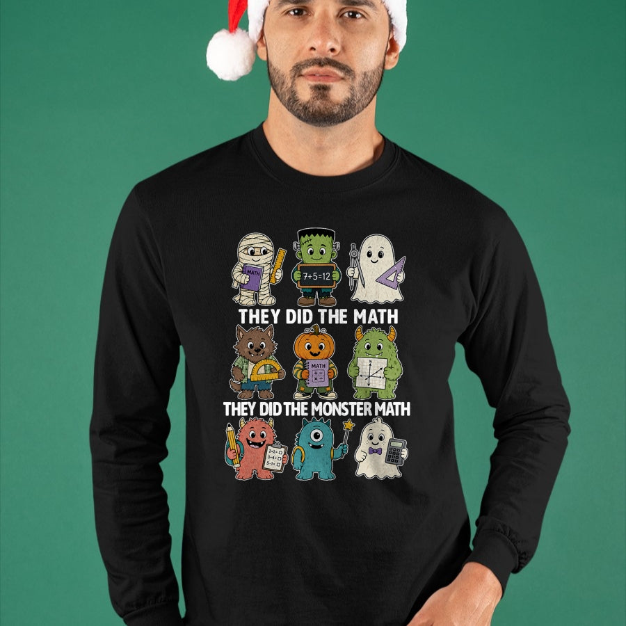 Best Teacher Shirt, Funny Teacher UnisexT-Shirt/Hoodie/Sweatshirt HLT00 - Cute Funny They Did The Monster Math Teachers Halloween T-Shirt