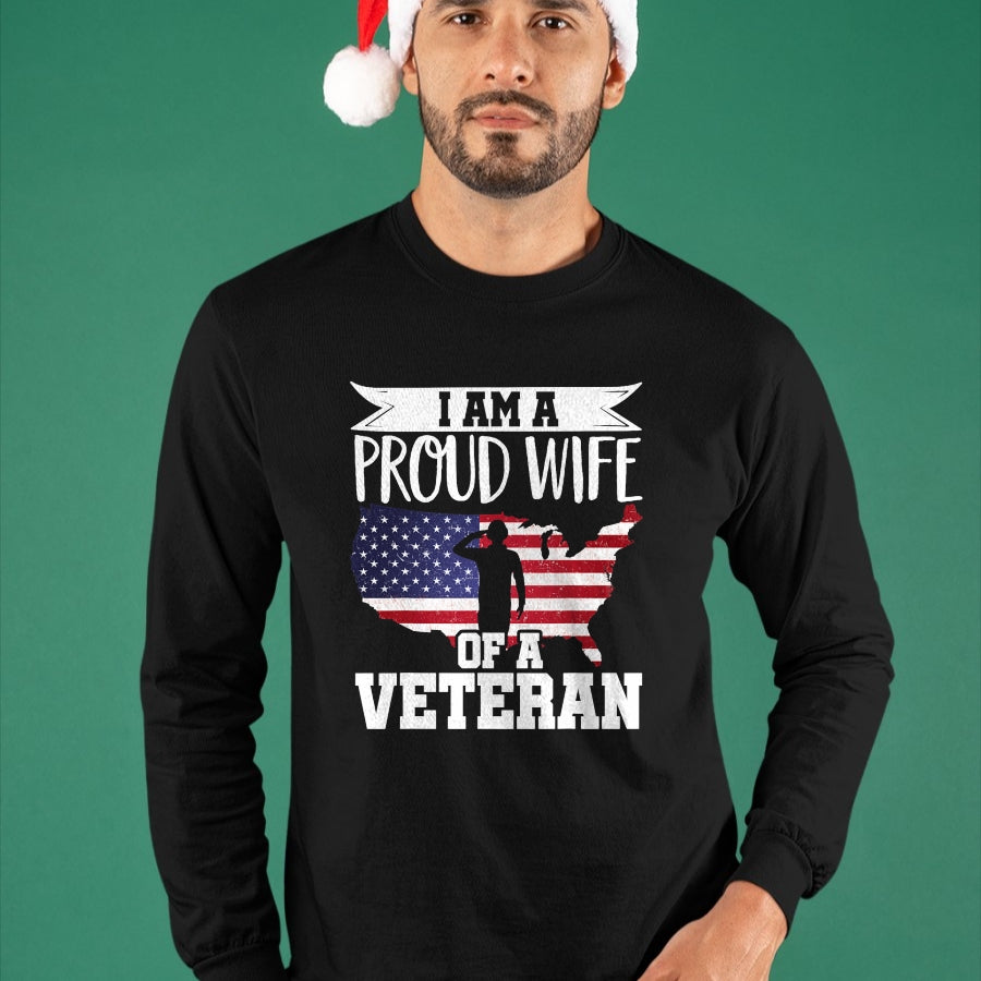 Best Wife Shirt, Wife and Husband Unisex T-Shirt/Hoodie/Sweatshirt HLT00 - Gift for wife T shirt, lucky wife   Proud Wife Of Veteran Nothing Scares Patriotic Veterans Day T-Sh