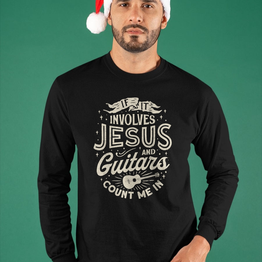 Guitar Lover Shirt, Funny Guitar UnisexT-Shirt/Hoodie/Sweatshirt HLT00 - If It Involves Jesus and Guitars Guitarist Christian Music T-Shirt