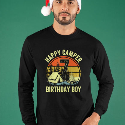 Funny Camping Shirt, Gift For Camping Lover Unisex T-Shirt/Hoodie/Sweatshirt HLT00 - Happy Camper 7 Funny Camping Campfire 7th Birthday Boy T-Shirt