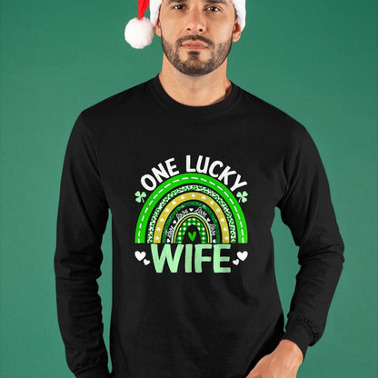 Best Wife Shirt, Wife and Husband Unisex T-Shirt/Hoodie/Sweatshirt HLT00 - Gift for wife T shirt, lucky wife   Womens St Patricks Day Clover One Lucky Wife Rainbow Shamrock Ta