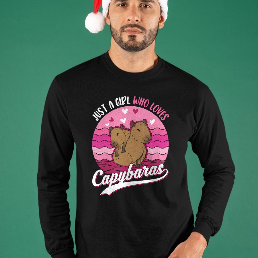 Cute Capybara Shirt, Funny Capybara Unisex T-Shirt/Hoodie/Sweatshirt HLT00 - Just a Girl who Loves Capybaras T-Shirt (7)