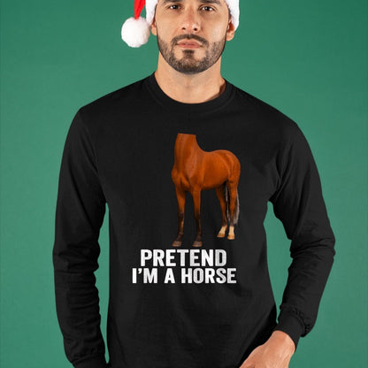 Best Horse Lover Shirt , Funny Horse UnisexT-Shirt/Hoodie/Sweatshirt HLT00 - Pretend I_m A Horse Funny Halloween Body Costume Horse T-Shirt, Men, Black, 3X-Large