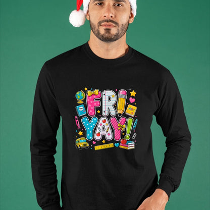 Best Teacher Shirt, Funny Teacher UnisexT-Shirt/Hoodie/Sweatshirt HLT00 - Happy Fri-Yay Friday Coquette Bow Teacher Back to School T-Shirt