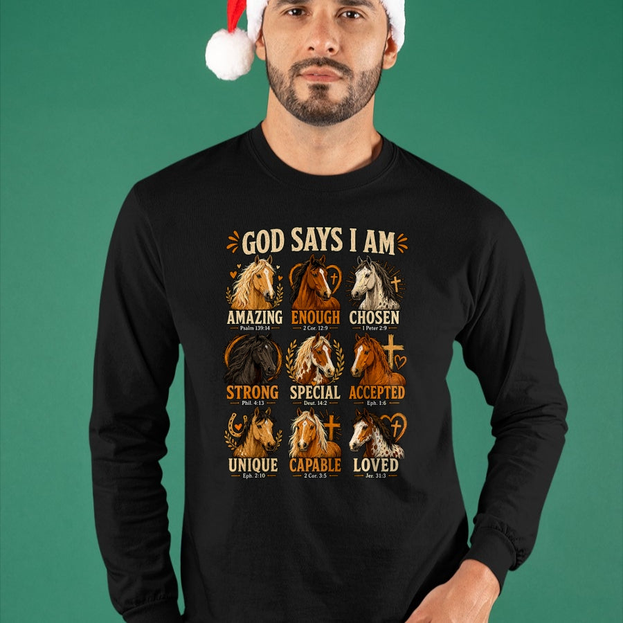 Best Horse Lover Shirt , Funny Horse UnisexT-Shirt/Hoodie/Sweatshirt HLT00 - God Says I Am Horse Bible Verse Faith Affirmation T-Shirt