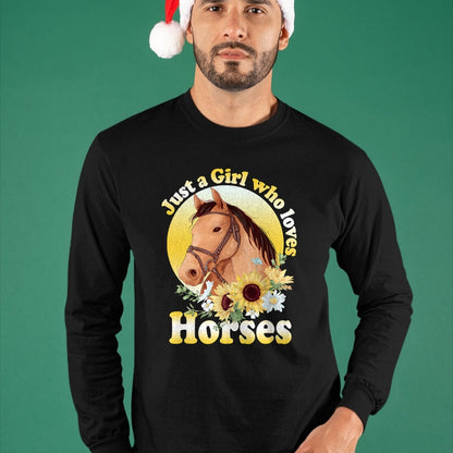 Best Horse Lover Shirt , Funny Horse UnisexT-Shirt/Hoodie/Sweatshirt HLT00 - Just A Girl Who Loves Horses - Riding Girls T-Shirt Small